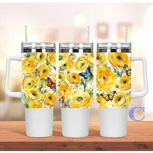Beautiful Spring Bright Tropical Floral Flower 40 oz Tumbler/Water bottle/Mug wi